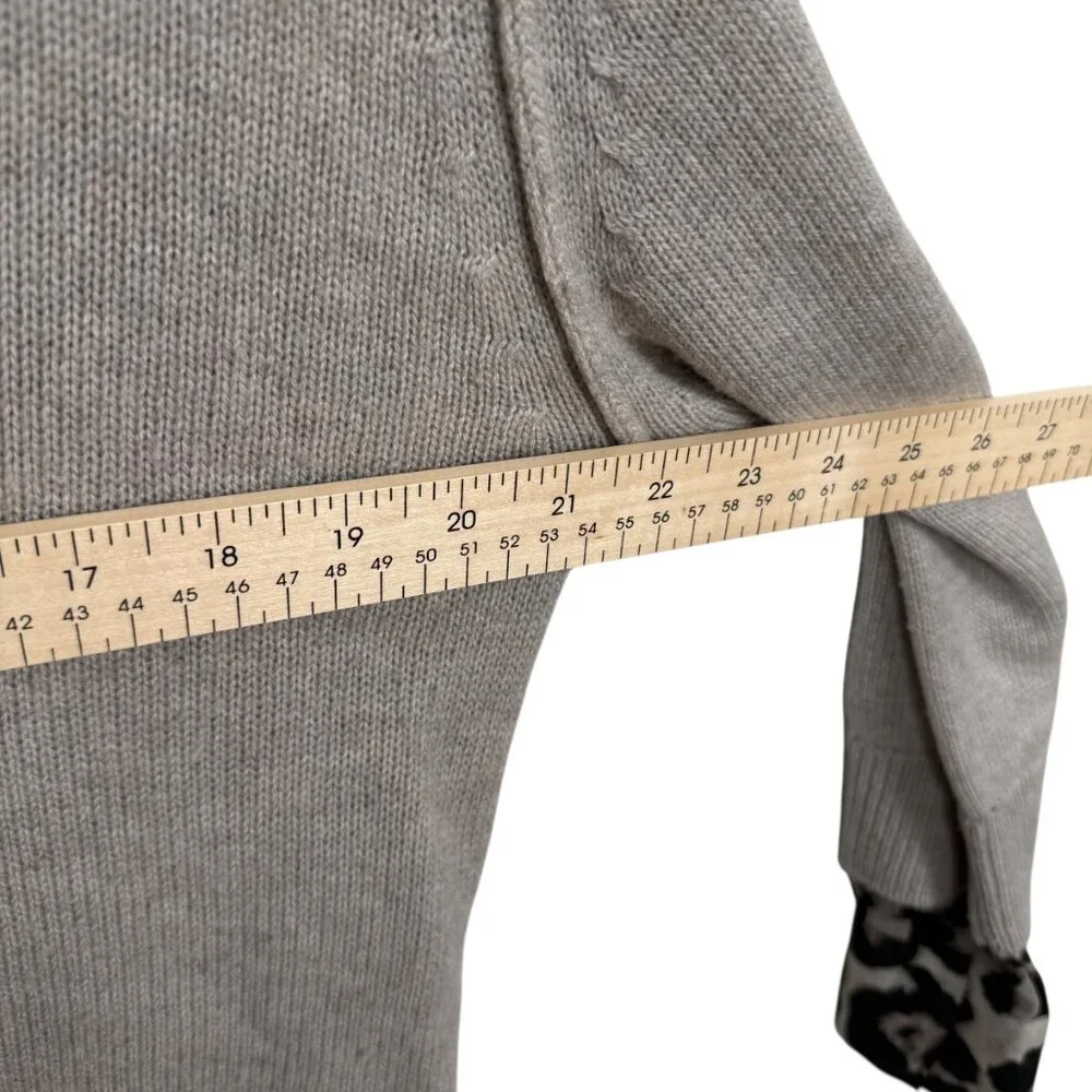 Brochu Walker The Looker Combo Sweater XS Gray Animal Print Wool Cashmere Preppy - Picture 11 of 11